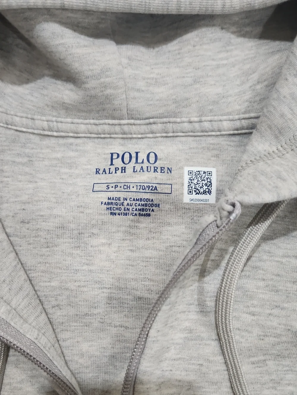 Polo by Ralph Lauren Heather Gray Zip-Up Hoodie with Navy Logo